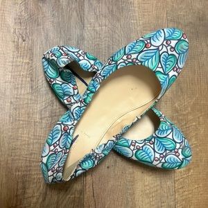 J.Crew Anya Red Berry Fabric Ballet Flats